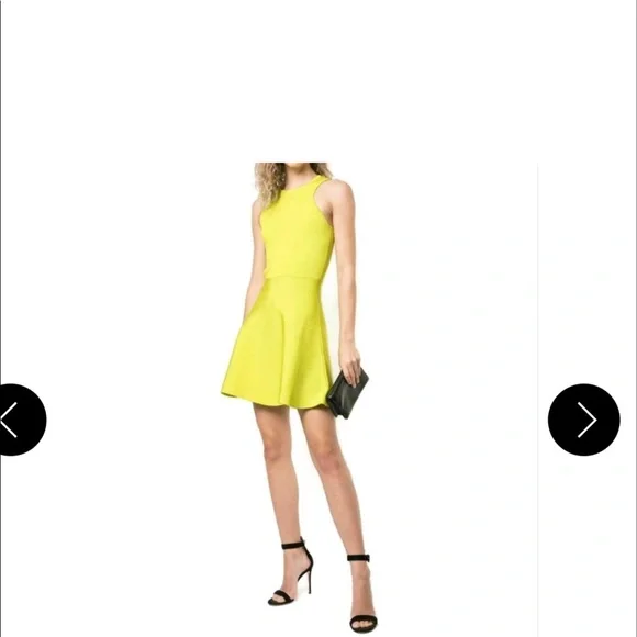 Cushnie racer cut flare knit dress lime Cushnie racer cut flare knit dress lime